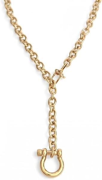 Adjustable 22" 18 Karat Gold PVD Stainless Steel Horse Bit Necklace | Amazon (US)