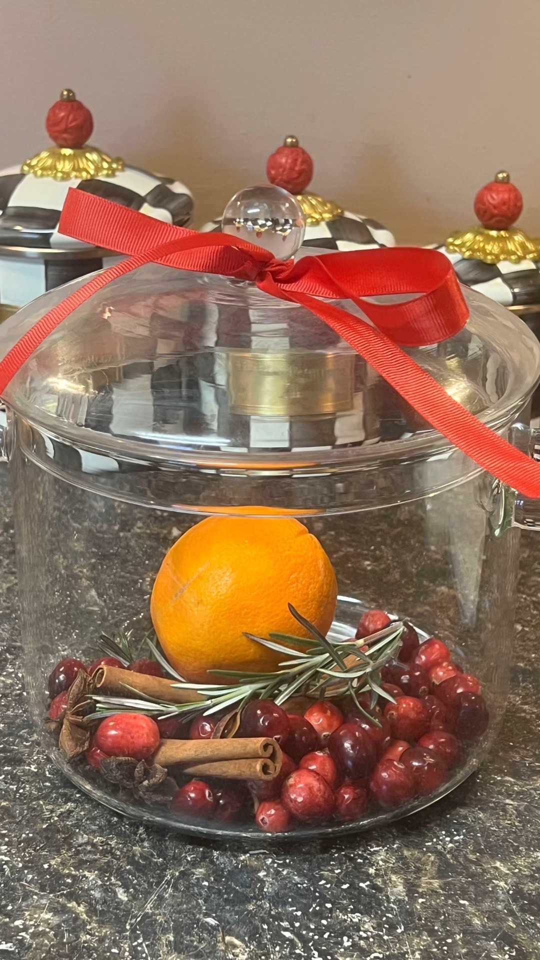 ✨ Stovetop Christmas Potpourri ✨
If you want your whole house to smell like Christmas morning, this little setup is pure magic. 🍊🌿

I filled this clear pot with fresh cranberries, rosemary, cinnamon sticks, and an orange — the simplest ingredients that create the warmest, coziest holiday scent. Just add water and let it simmer low and slow. Your home will smell like you’ve been baking all day! 🎄❤️

Tie it with a ribbon and it also makes the sweetest neighbor or hostess gift. Sometimes the prettiest things are the simplest. ✨

#ChristmasSimmerPot #HolidayHome #SouthernHomes #CozyChristmas  #HostessGifts  #Christmas2025

#LTKSeasonal #LTKHoliday #LTKvlog