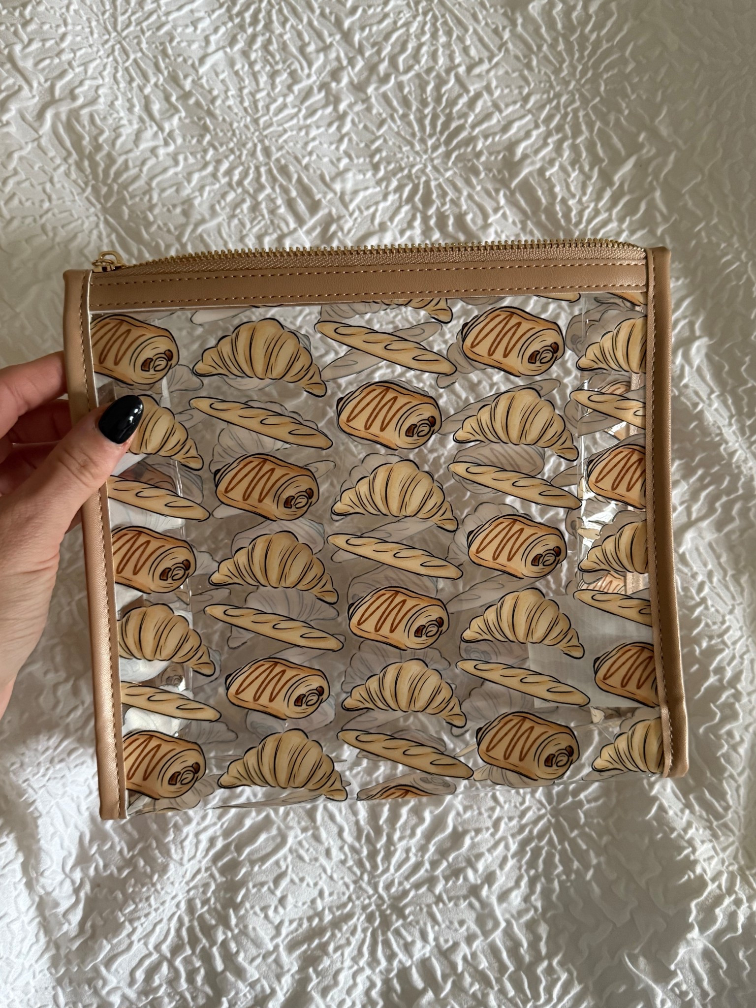 the cutest little bag. going to use this for my makeup brushes. croissant print no longer sold but the same brand has one with espresso martinis on it 

#LTKBeauty #LTKGiftGuide #LTKTravel