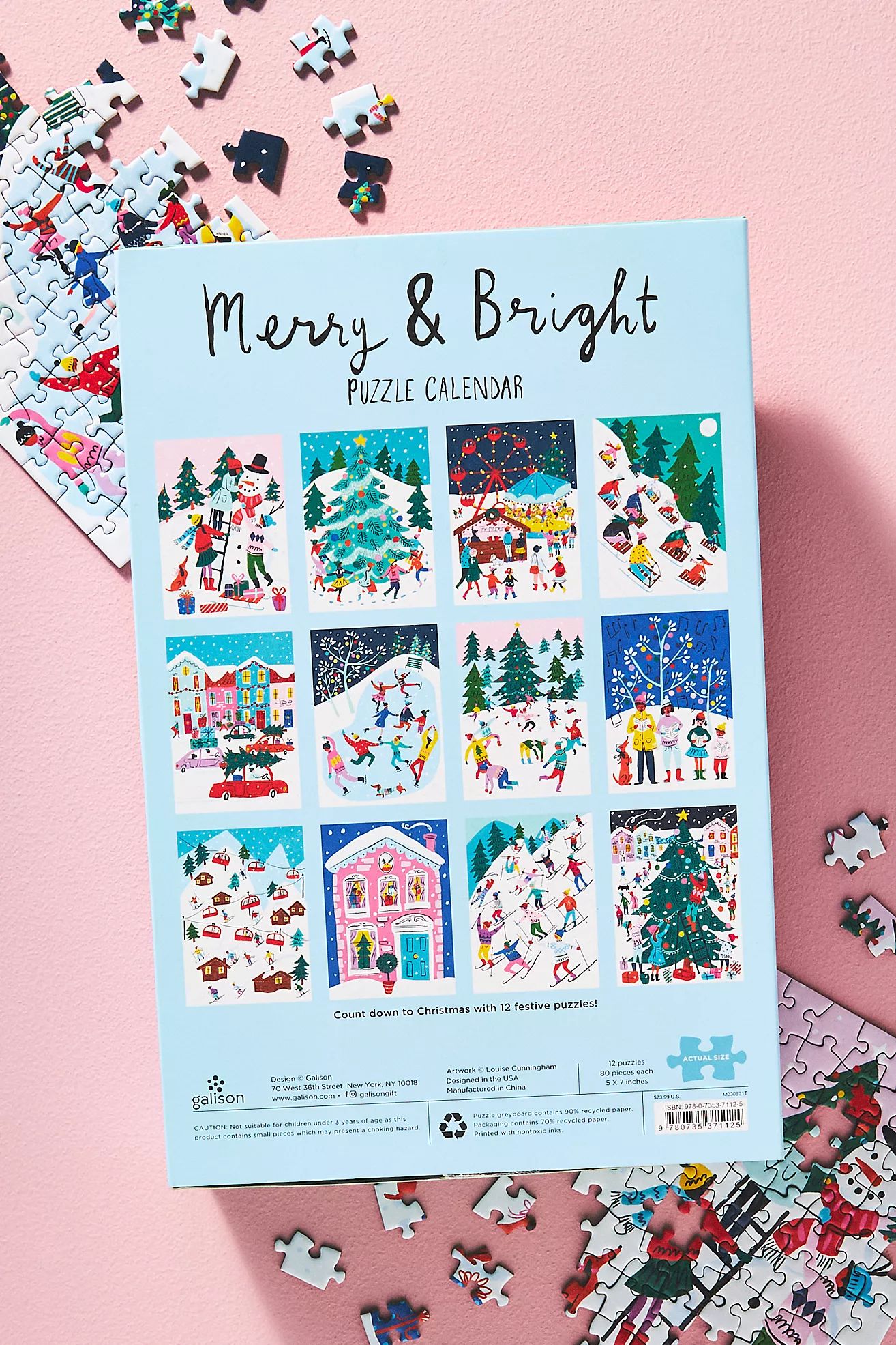 Louise Cunningham Merry & Bright 12 Days of Christmas Advent Puzzle Calendar | Anthropologie (US)