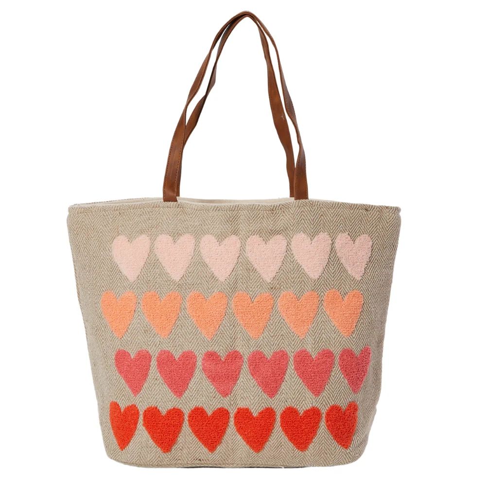Twig and Arrow Womens Tote Bag Terry Hearts Woven Beach and Travel Tote Shoulder Bag 19 inch | Walmart (US)