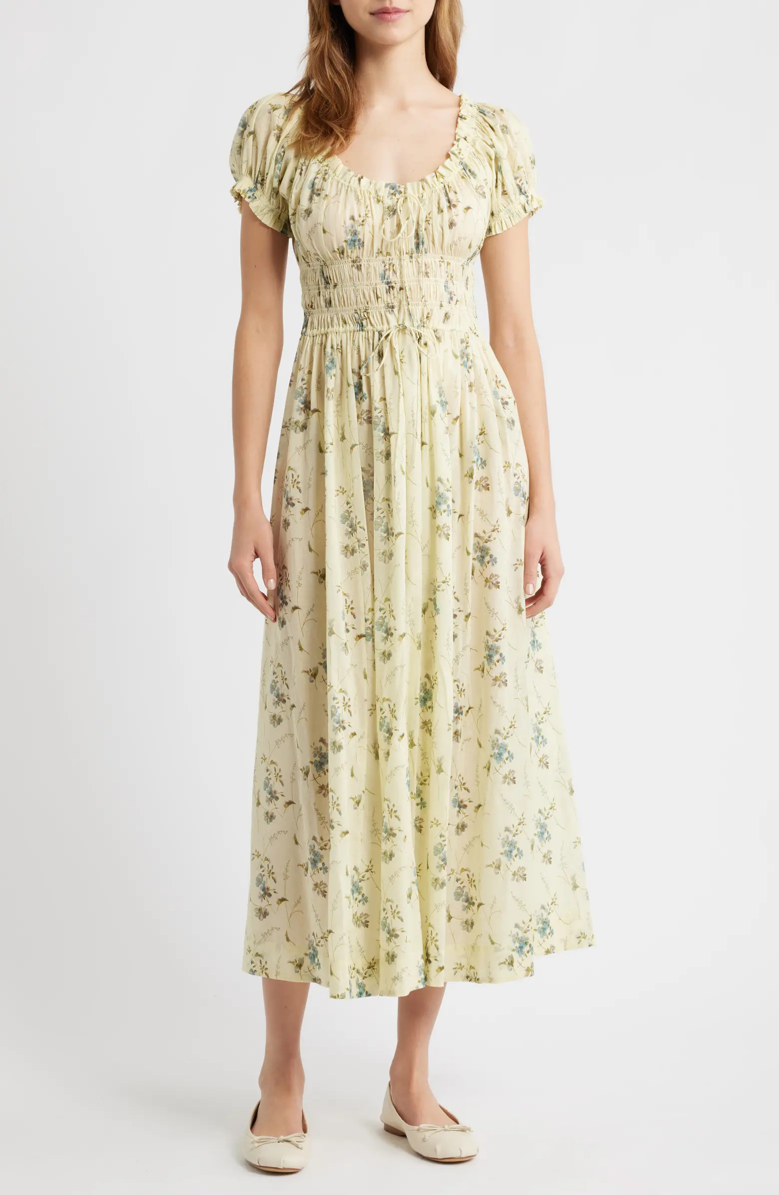 Ashlynn Floral Organic Cotton Voile Midi Dress | Nordstrom