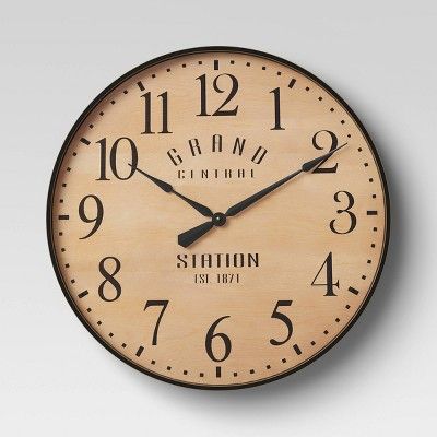 26" Grand Central Station Wall Clock Tan/Black - Threshold™ | Target