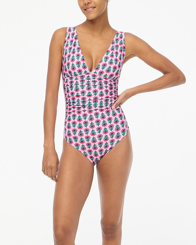 Ruched plunge one-piece swimsuit | J.Crew Factory