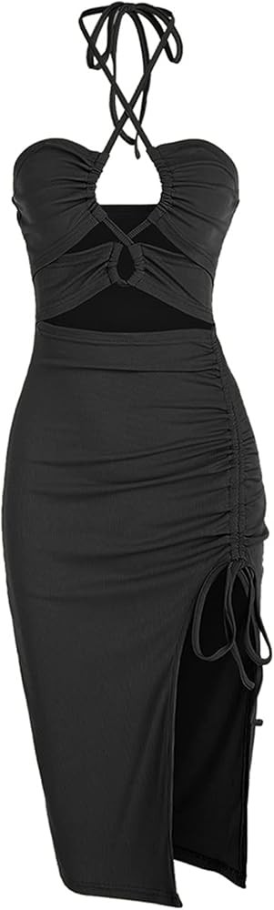 ZAFUL Women's Sleeveless Dress Sex Midi Halter Dresses Criss Cross Cami Womens Dresses Dress for ... | Amazon (US)