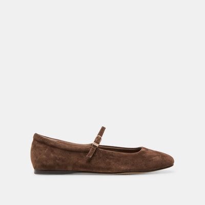 Reyes Ballet Flats Dk Brown Suede | DolceVita.com
