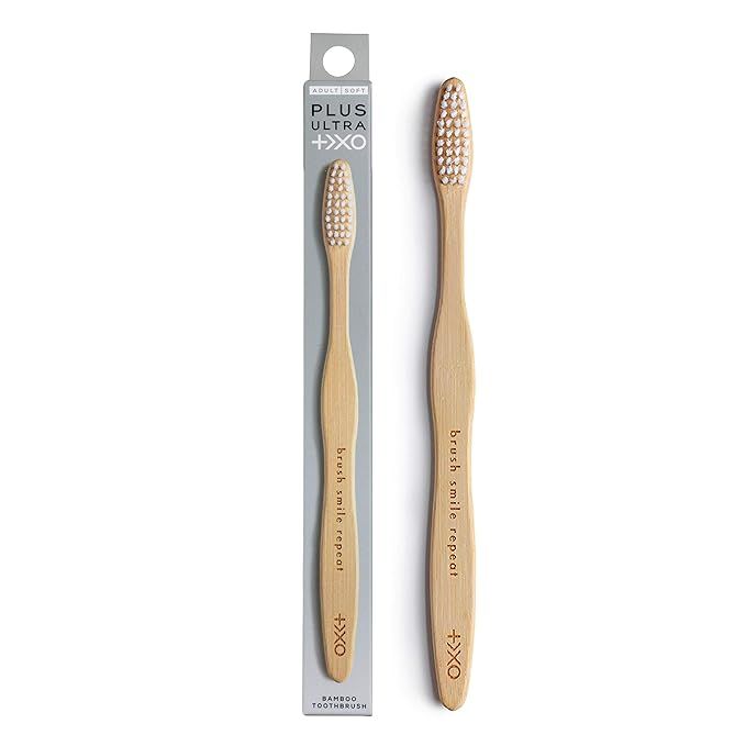 PLUS ULTRA Bamboo Toothbrush | “Brush Smile Repeat” Etched on Toothbrush Handle | Eco-Friendl... | Amazon (US)