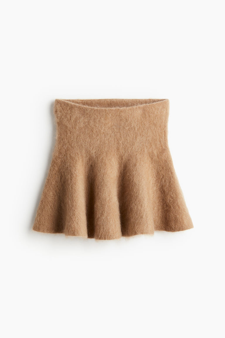 H & M - Flared mohair-blend skirt - Beige | H&M (UK, MY, IN, SG, PH, TW, HK)