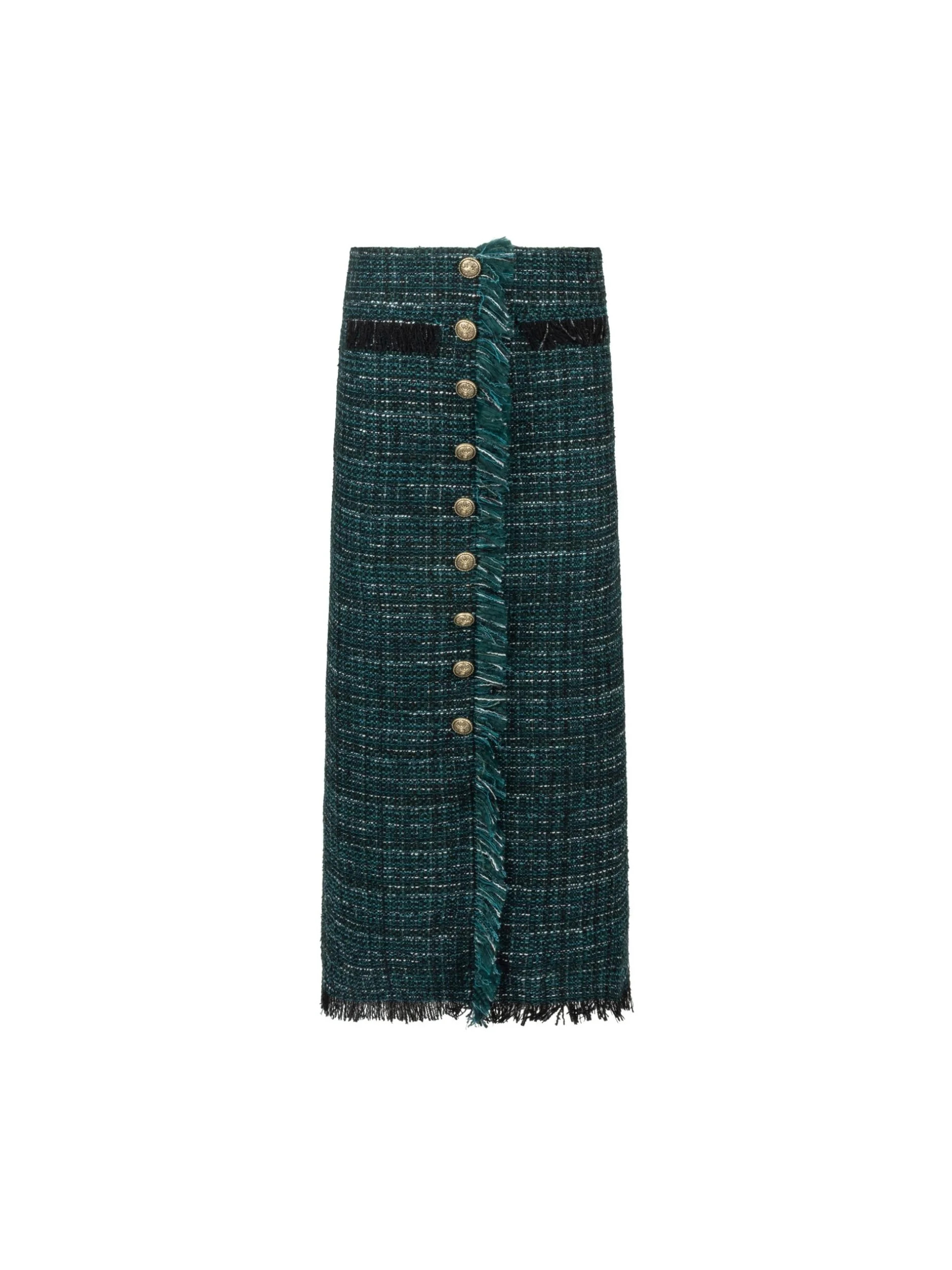 Emerald Wool Tweed Skirt | Ellie Makir