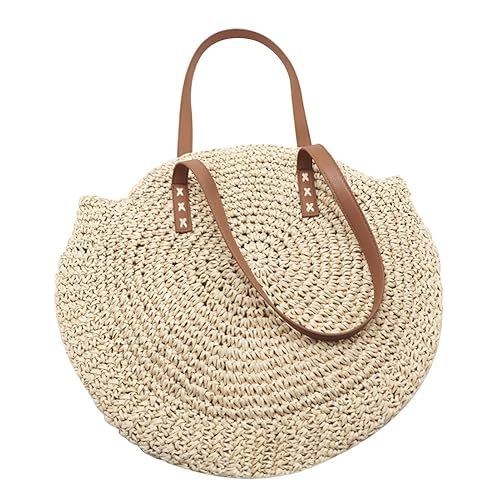 Round Woven Straw Beach Bag Dual-Purpose Travel Sling Bag Crossbody Bag | Amazon (US)