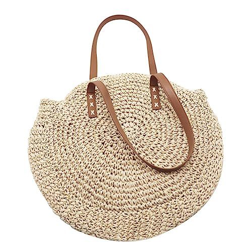 Round Woven Straw Beach Bag Dual-Purpose Travel Sling Bag Crossbody Bag | Amazon (US)