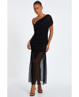 Women's Mesh One Shoulder Drop Waist Maxi Dress | Macy's