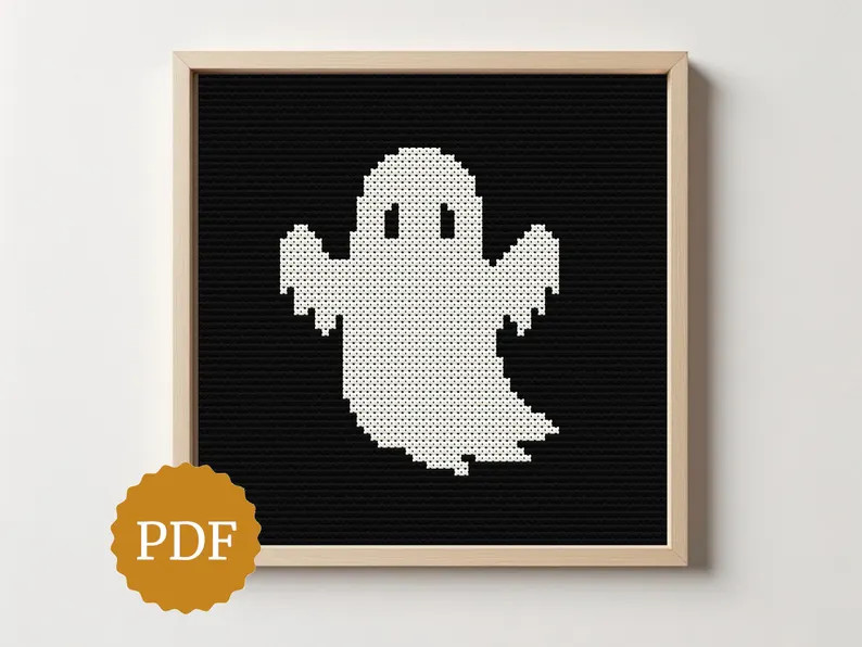 Spooky Ghost Cross Stitch Pattern, Easy for Beginners, Halloween Embroidery PDF, Cute Ornament DI... | Etsy (Global)