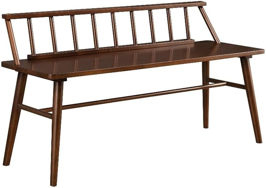 Walker Edison Lennon Boho Solid Wood Low Spindle-Back Bench, 48 Inch, Walnut | Amazon (US)