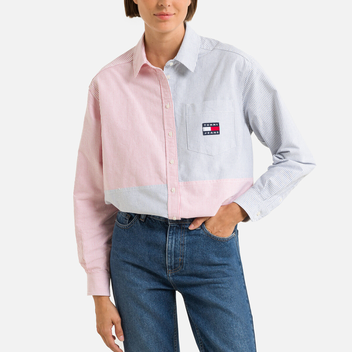 Two-Tone Oversized Shirt in Striped Cotton | La Redoute (UK)