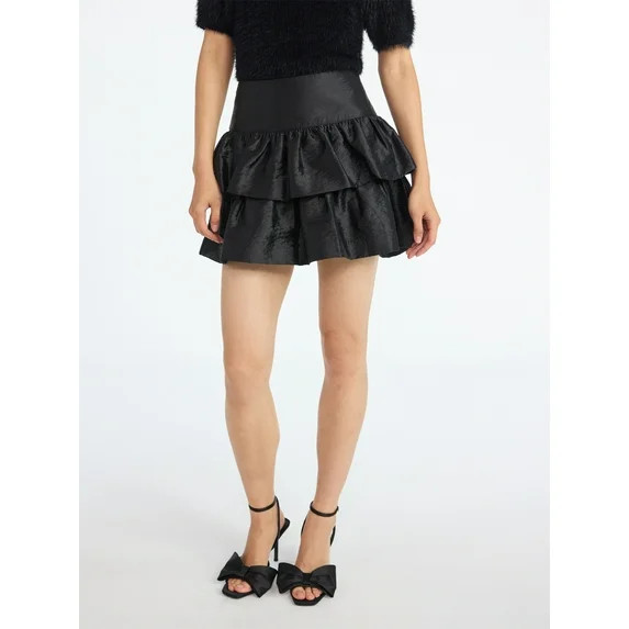 Scoop Women's and Women's Plus Tiered Ruffle Mini Skirt, Sizes XS-4X | Walmart (US)