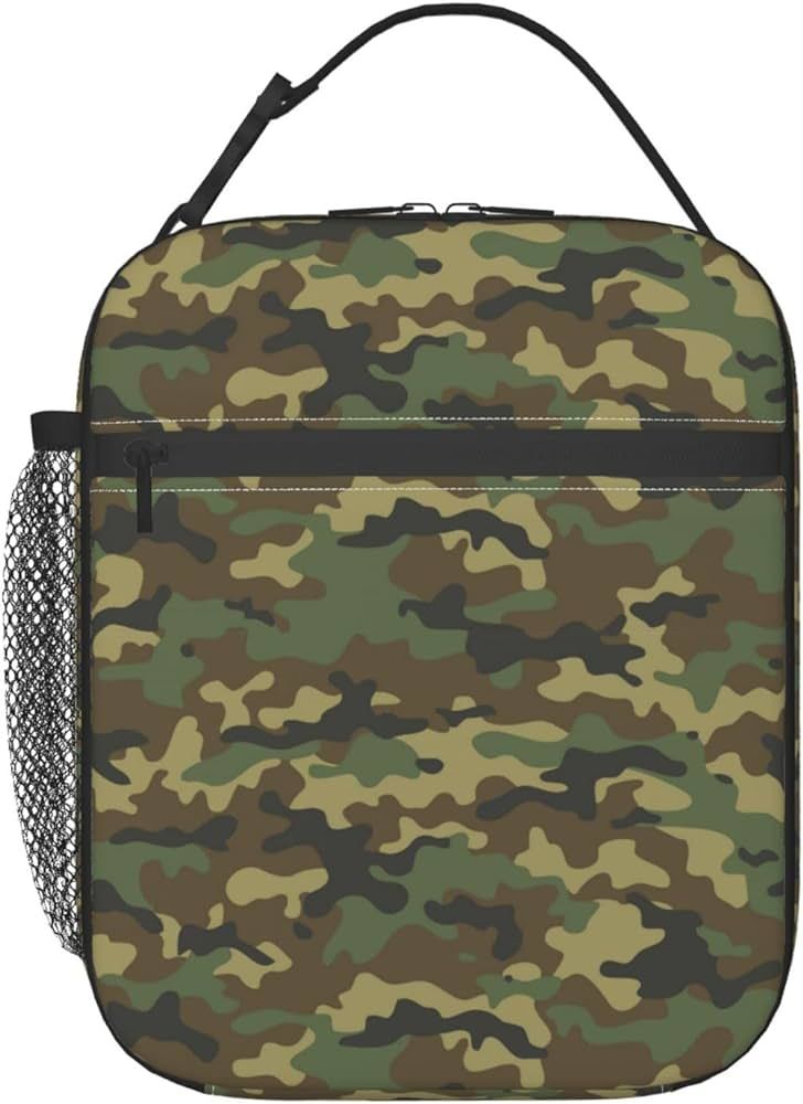 Eztrxuvl Green Camo Lunch Bags For Men Women Boys Girls Reusable Insulated Lunch Box Lunch Contai... | Amazon (US)