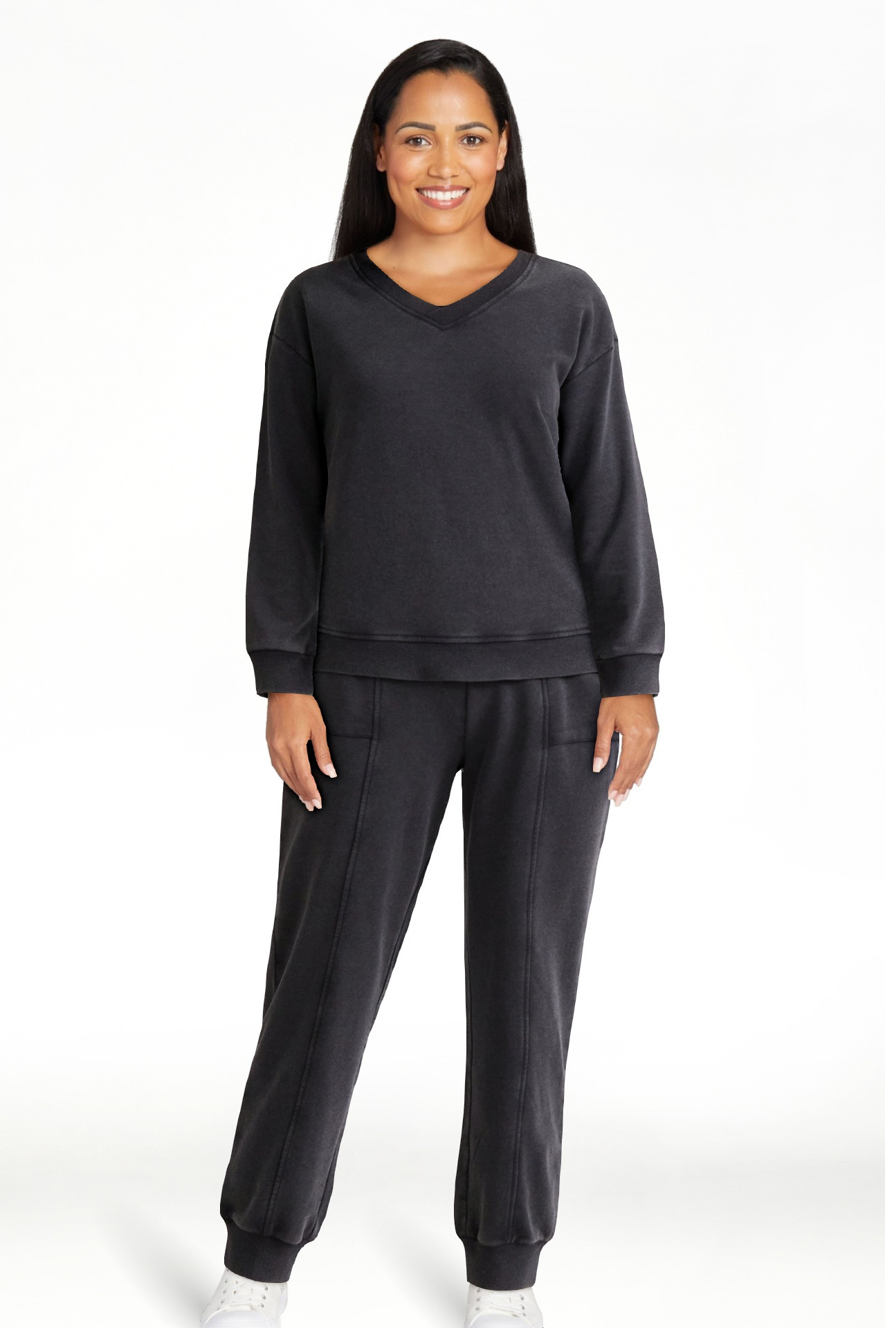 Time and Tru Women's and Women’s Plus French Terry Sweatshirt and Joggers Set, 2-Piece, Sizes X... | Walmart (US)