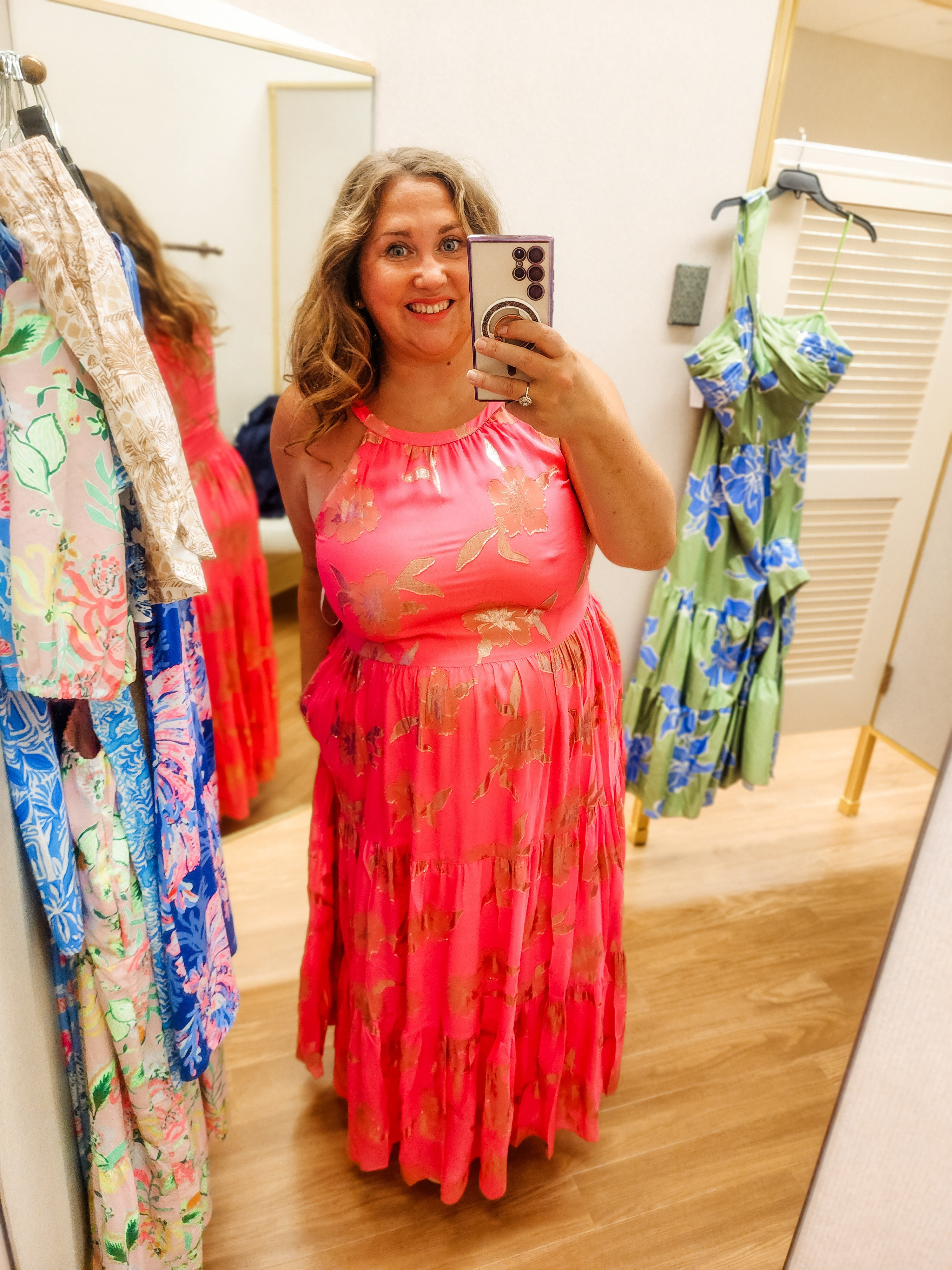 This is the Beccalyn in an XL and is part of the sale (ending soon)I own 2 other Beccalyns at home and I never wear them bc they are slightly tight across my chest and then the pockets on the side stick straight out (on me) which then makes my sides look even larger. Now... if you don't have a belly, these will likely lay flat on you and won't be a problem at all#lillytryon #livinglargeinlilly #grandmillennial #plussize #sparkle #sale 

#LTKSeasonal #LTKSummerSales #LTKSaleAlert