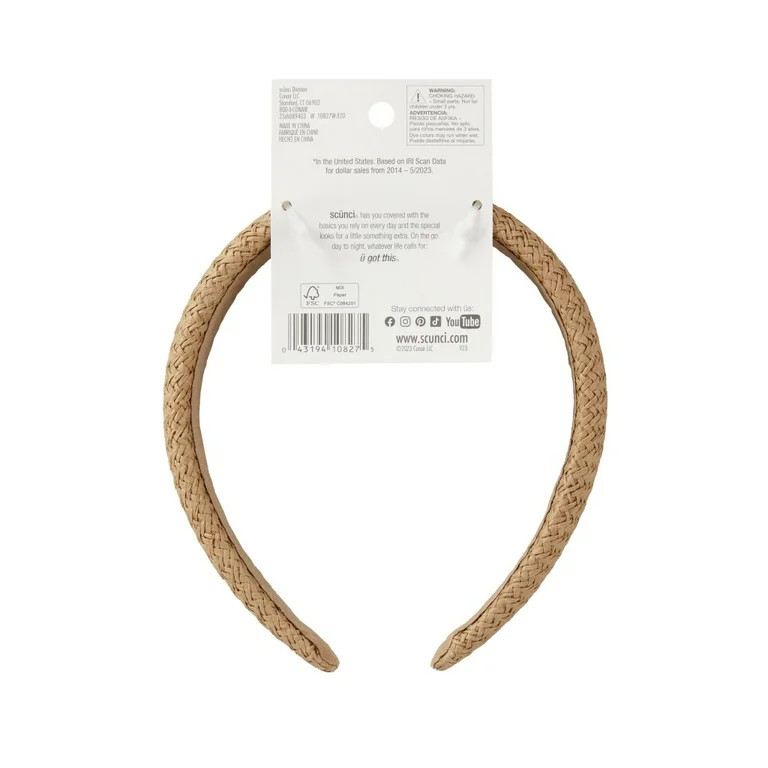 Tayshia Fashionable Raffia Headband, Beige, 1 Count | Walmart (US)