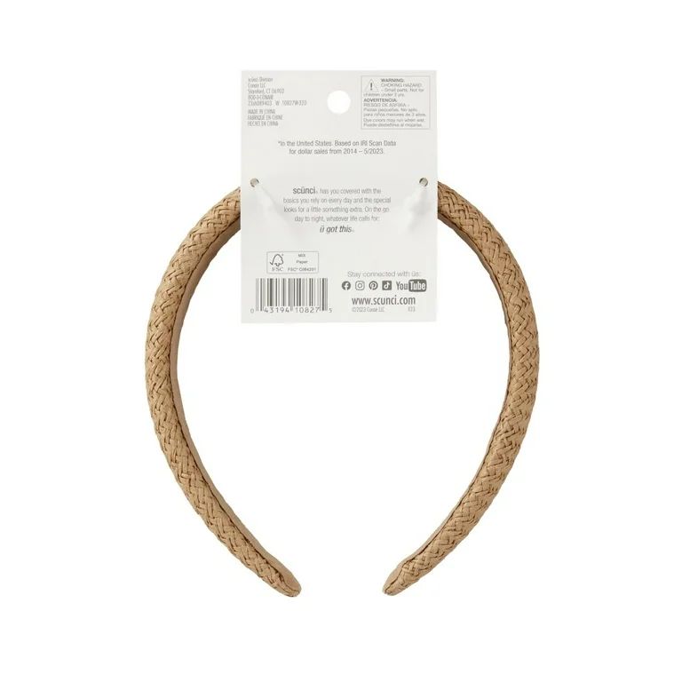 Tayshia Fashionable Raffia Headband, Beige, 1 Count | Walmart (US)