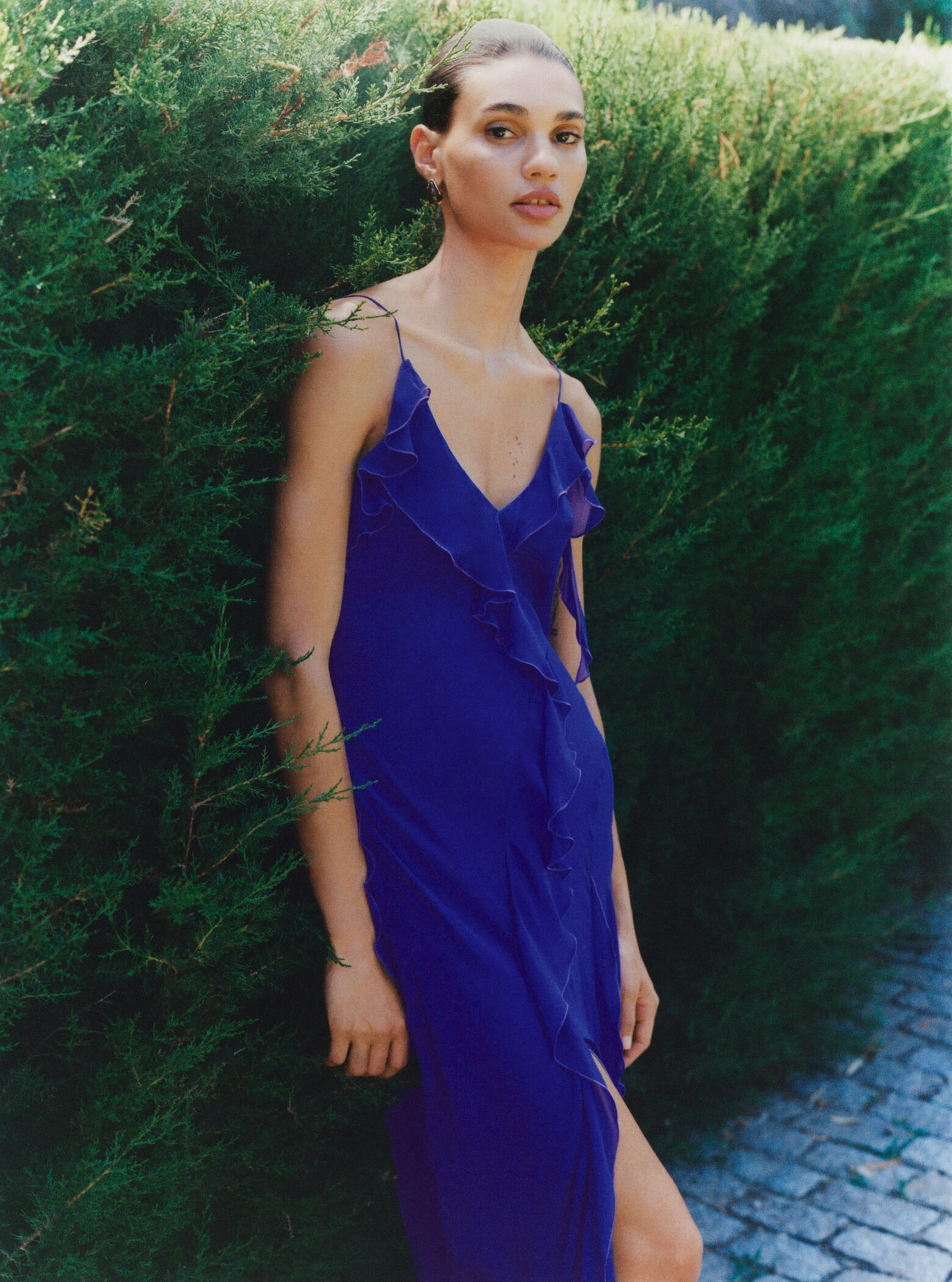 Chiffon ruffle dress - Woman | MANGO United Kingdom | MANGO (UK)