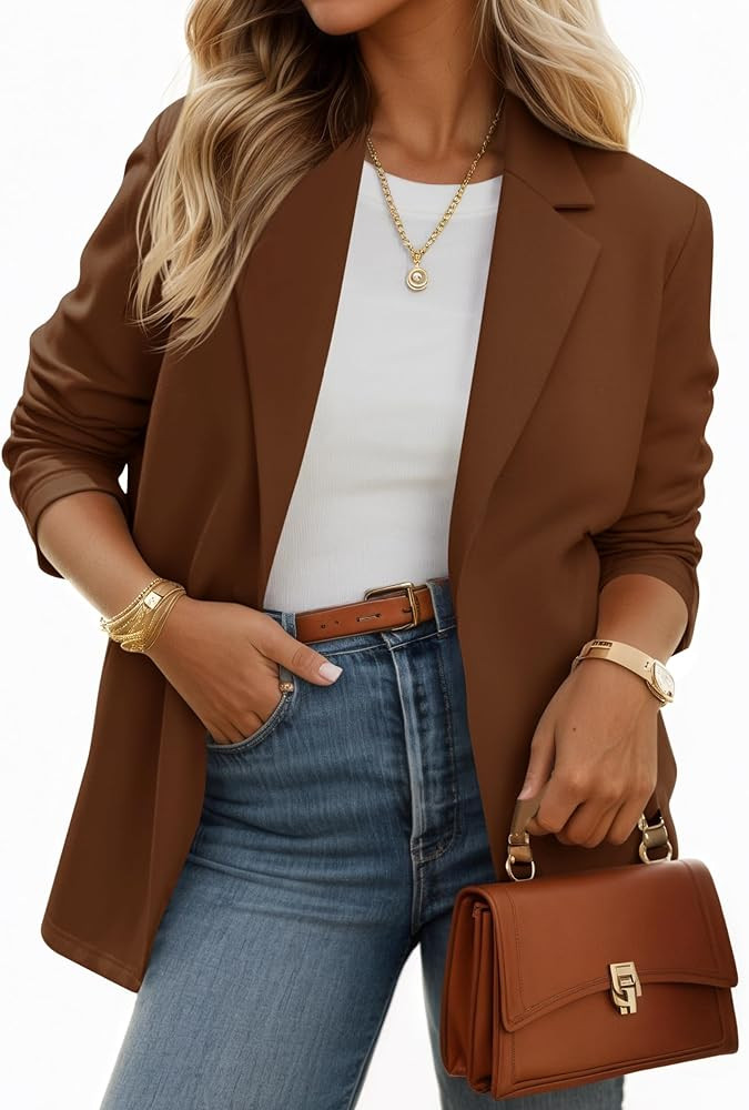 Cicy Bell Womens Casual Knit Blazer Long Sleeve Open Front Blazers Stretchy Work Office Suit Jack... | Amazon (US)