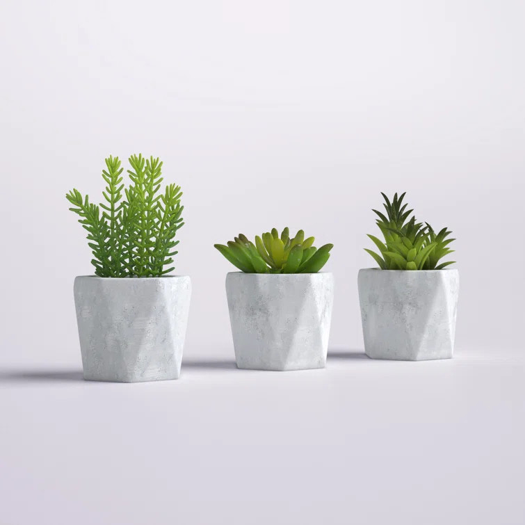 Faux Succulent Plant in Stone Pot | Wayfair North America