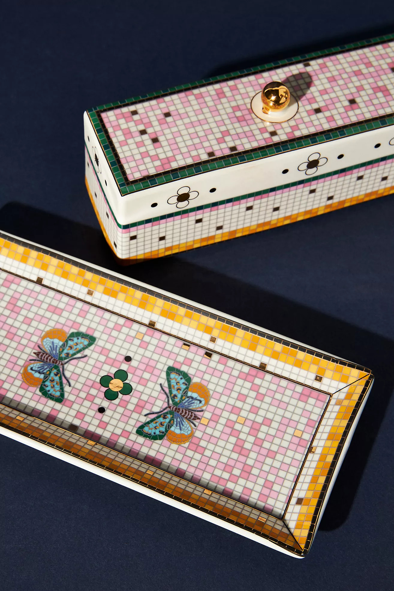 The Bistro Tile Stoneware Butter Dish: Garden Edition | Anthropologie (US)