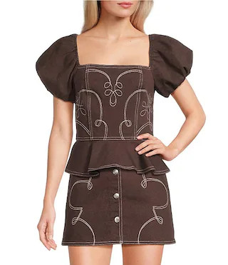 GB Denim Western Coordinating Peplum Top | Dillard's | Dillard's