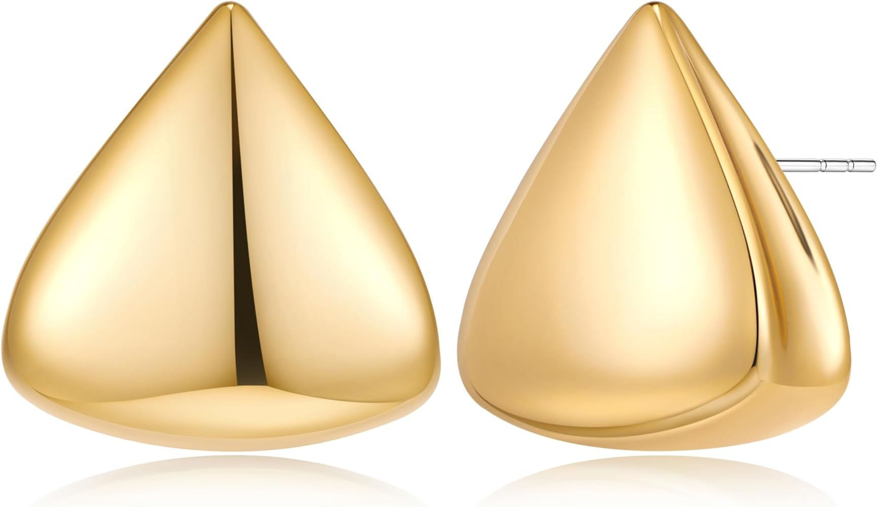 FAMARINE Gold Triangle Stud Earrings for Women Geometric Earrings Daily Earrings | Amazon (US)