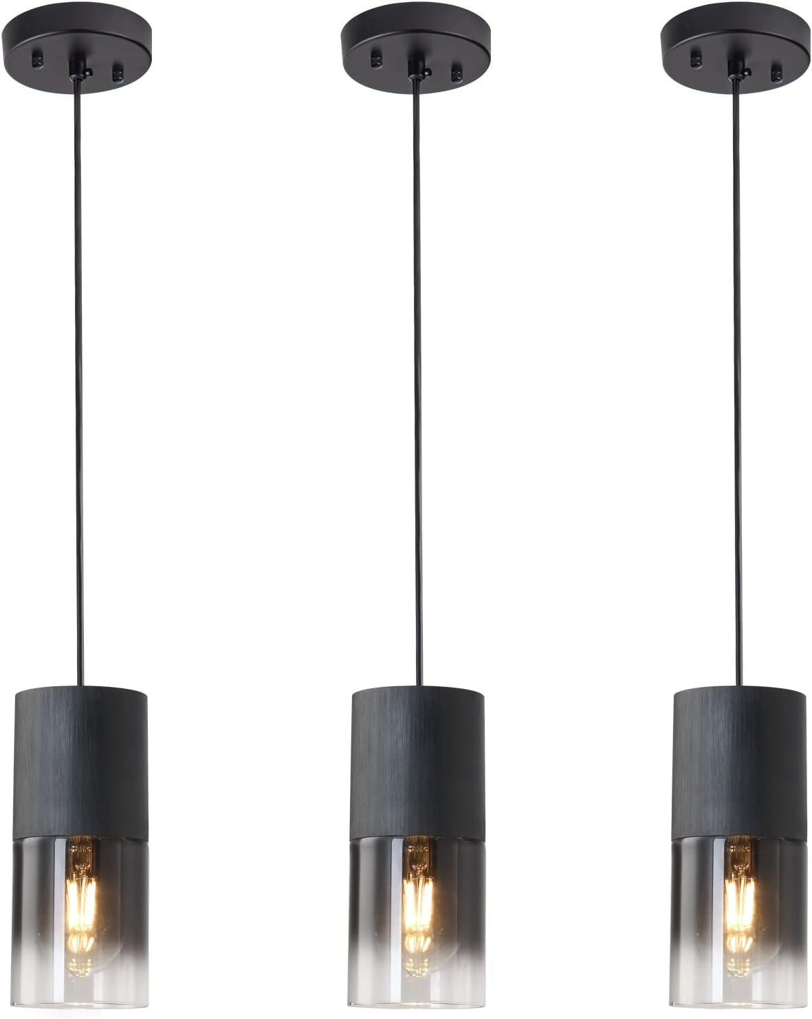 LINSEEDS 3-Pack Black Pendant Light Fixtures, Adjustable Modern Pendant Lights for Kitchen Island... | Amazon (US)