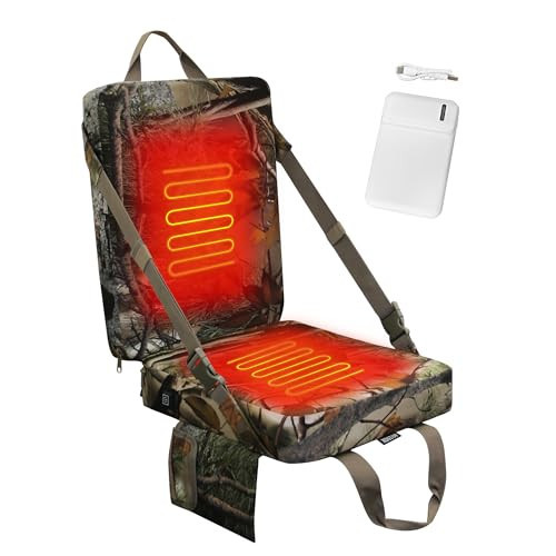 MDSTOP Heated Hunting Seat Cushion with Backrest & Battery Pack, Adjustable Hunting Seat for Tree Stand & Ladder Stand, Portable Seat Pads for Hunting,Ice Fishing,Hiking,Camping(Camouflage) (Camo) | Amazon (US)