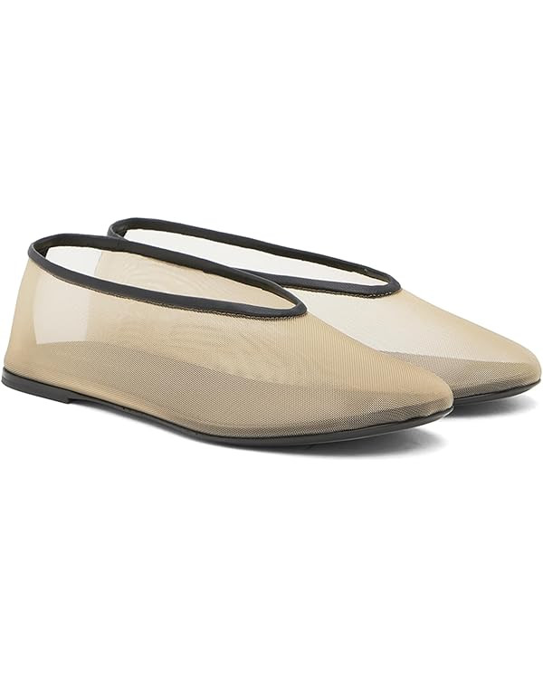 Rhinestone Mesh Ballet Flats Shoes for Women Crystal Round Toe Slip On Ballerina Flats Tulle Comf... | Amazon (US)