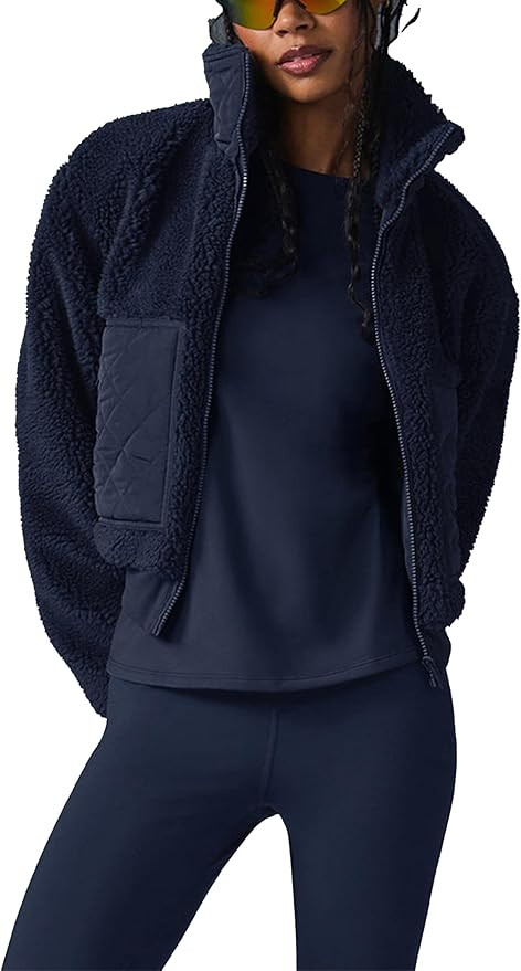 Womens Winter Trendy Full Zipper Fleece Jackets Long Sleeve Relaxed Warm Sherpa Coats with Pocket... | Amazon (US)