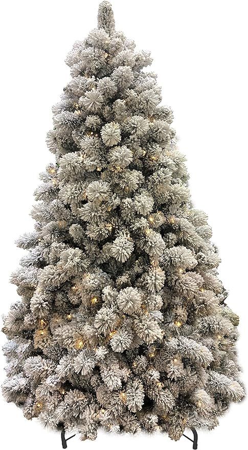 AMERIQUE 691322311365 8 Feet Premium Heavily Flocked Artificial Full Body Shape Christmas Tree wi... | Amazon (US)