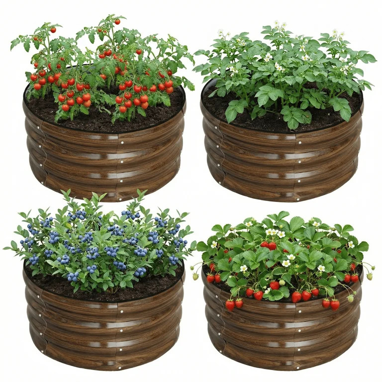 SnugNiture Galvanized Raised Garden Bed, 4Pcs 2x2x1ft Outdoor Raised Beds Kit for Vegetables and ... | Walmart (US)