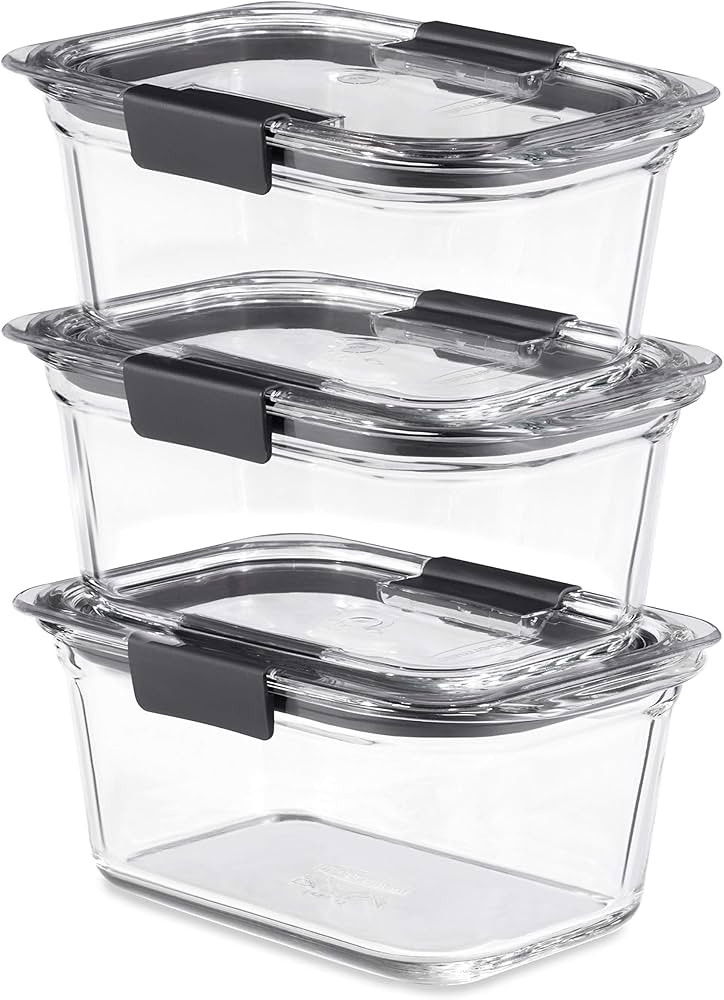 Rubbermaid Brilliance Glass Food Storage Containers, 4.7 Cup Food Containers with Lids, 3 Pack (6... | Amazon (US)