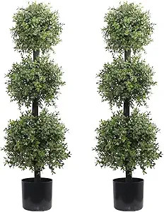 38''T Outdoor Boxwood Triple Ball Topiary Potted Plant Anti-UV Front Door Decor 2Pack | Amazon (US)