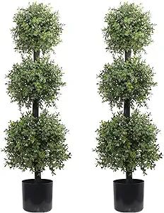 38''T Outdoor Boxwood Triple Ball Topiary Potted Plant Anti-UV Front Door Decor 2Pack | Amazon (US)