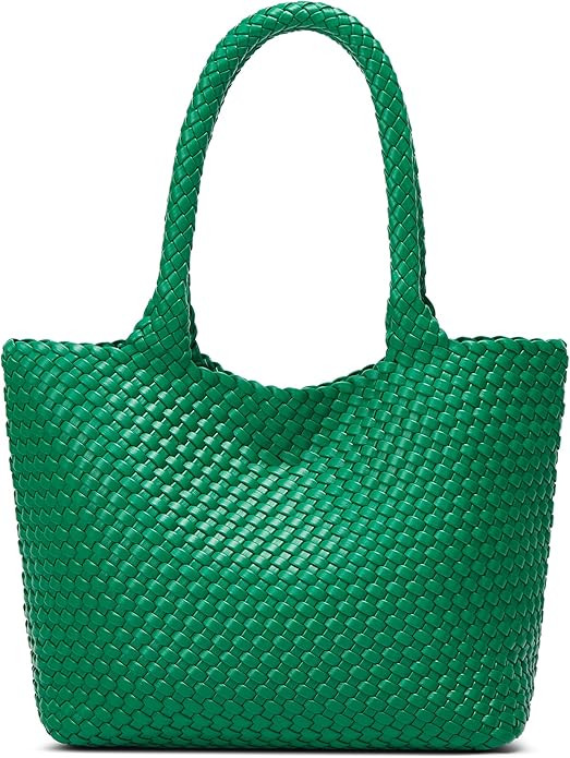 BOYATU Woven Tote Bag for Women: Vegan Leather Purse with 1 Zipper Clutch - Handwoven Tote for Tr... | Amazon (US)