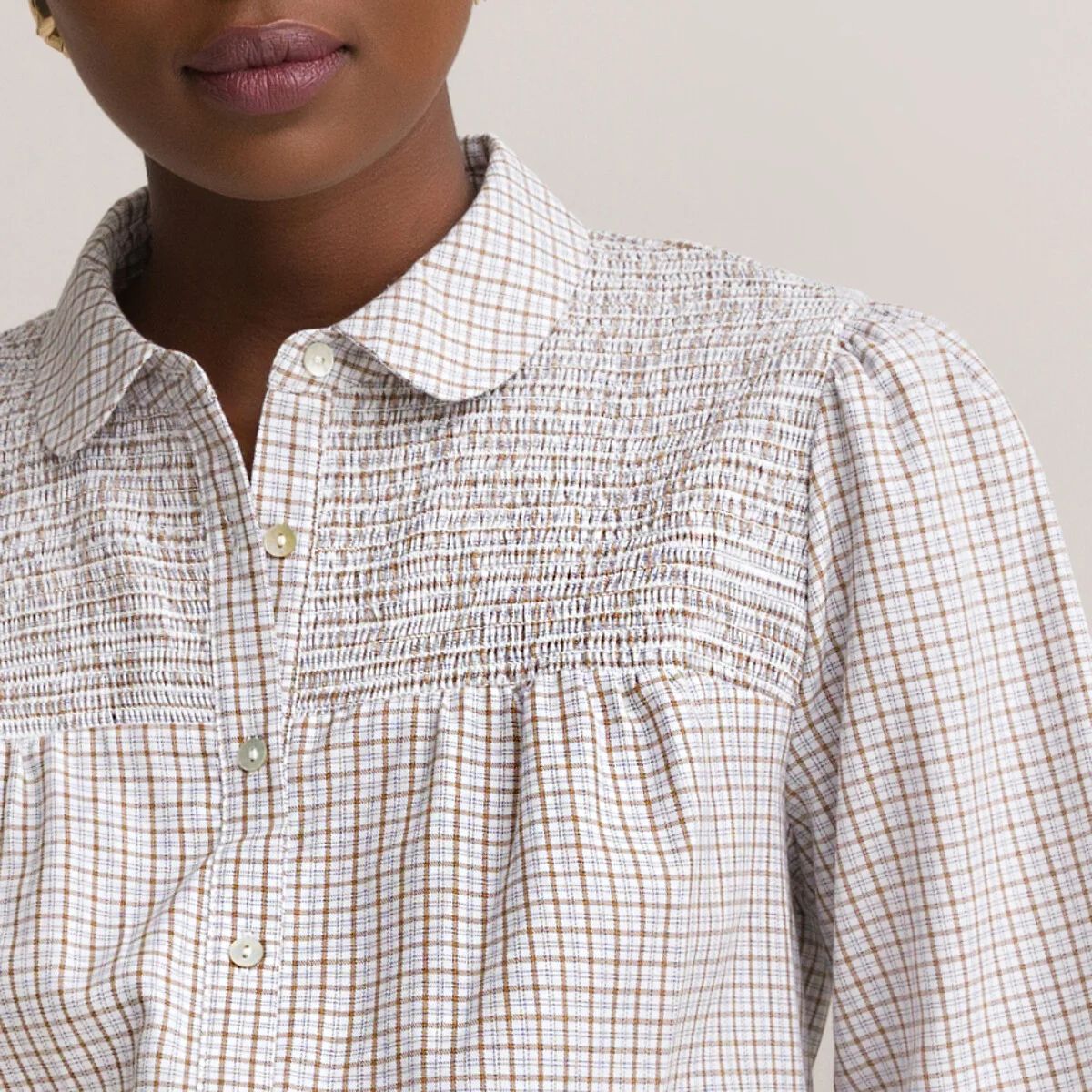 Checked Cotton Shirt with Long Sleeves | La Redoute (UK)