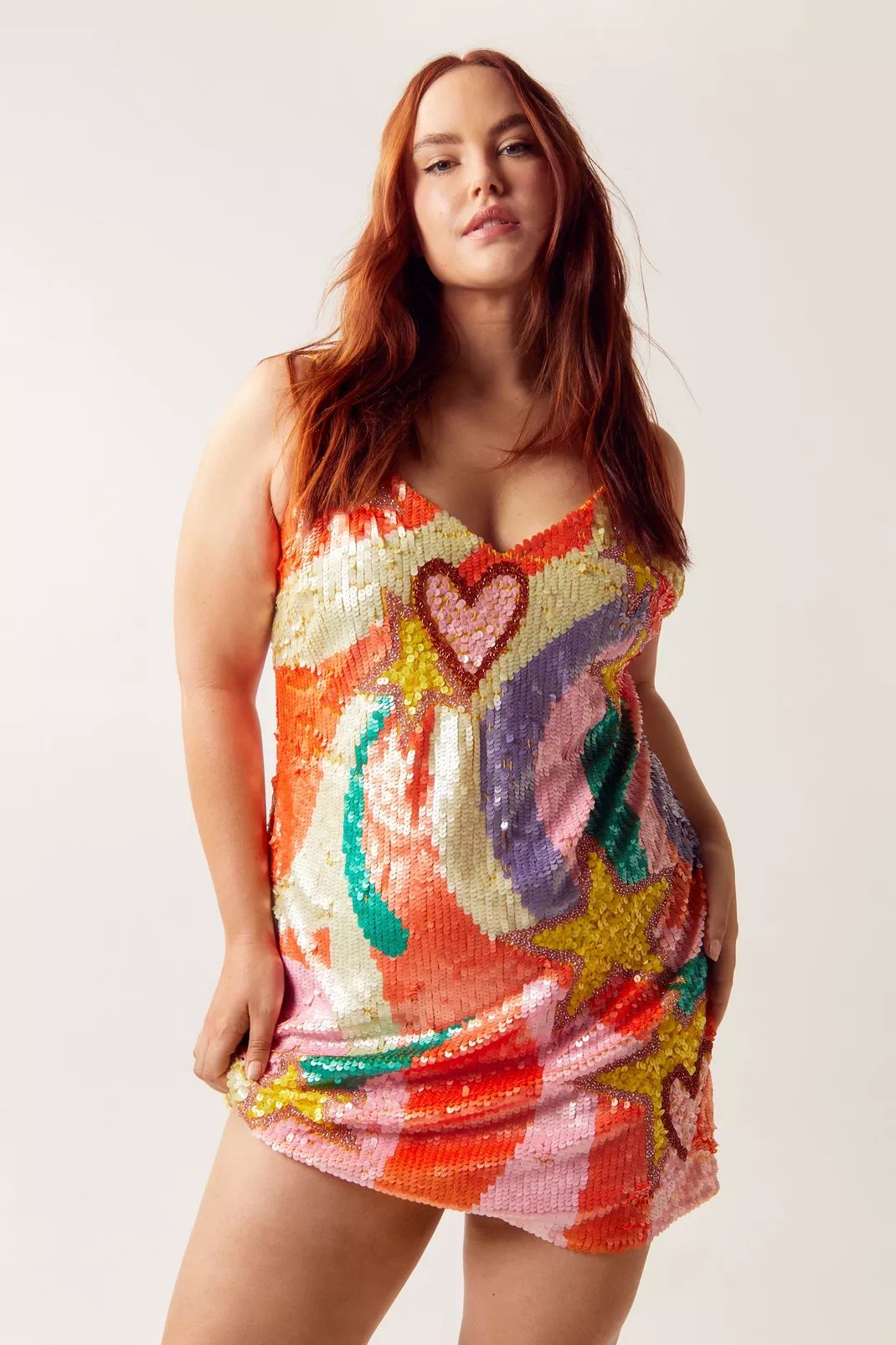 Plus Size Sequin Star And Heart Mini Dress | Nasty Gal (US)