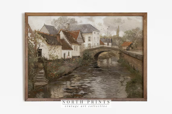 Vintage Country Painting  Rustic European Village Print  | Etsy Canada | Etsy (CAD)