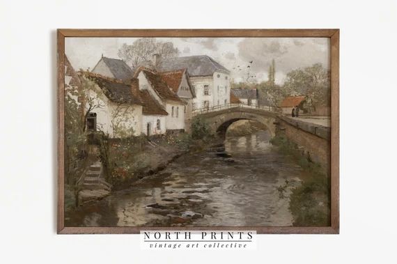 Vintage Country Painting | Rustic Village Print | Downloadable PRINTABLE #437 | Etsy (US)
