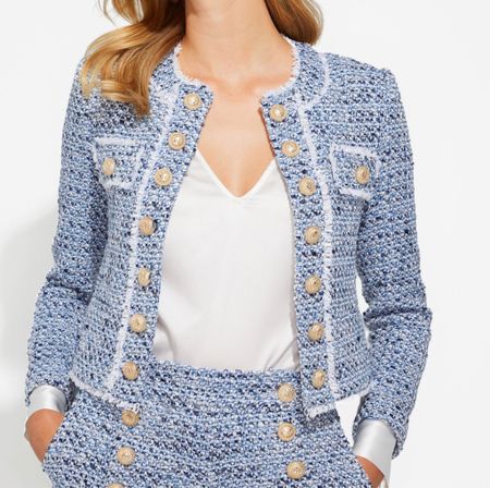 Blue tweed blazer spring outfit 

#LTKSeasonal #LTKstyletip