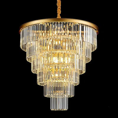 21-Light Modern Crystal Chandelier With Adjustable Height, 7-Tier K9 Crystal Design For Living Room, Hotel Lobby, Restaurant, And High Ceiling Spaces | Wayfair North America