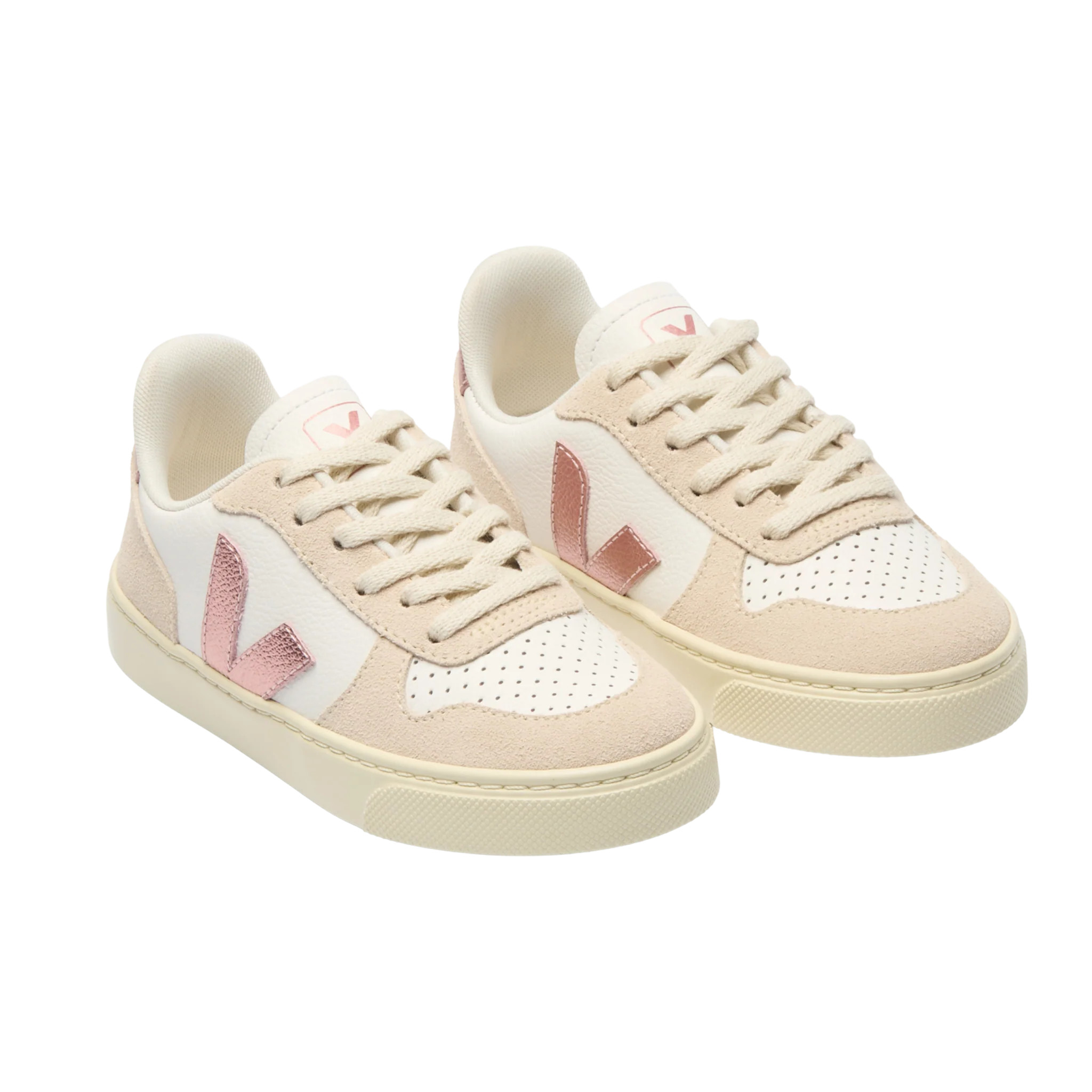V-10 Laces Leather - White Nacre Sable | Pink Chicken