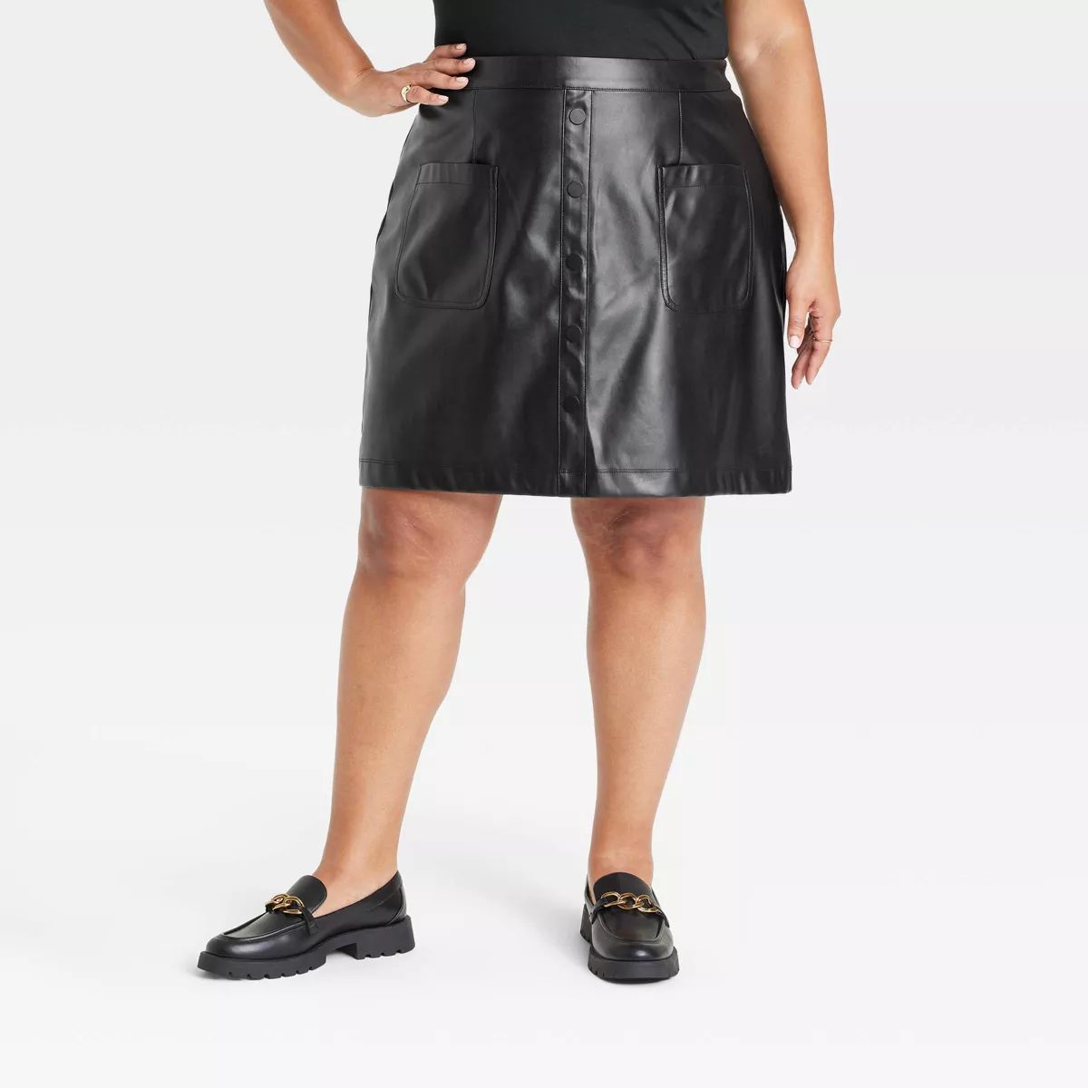 Women's Faux Leather Mini A-Line Skirt - Ava & Viv™ | Target