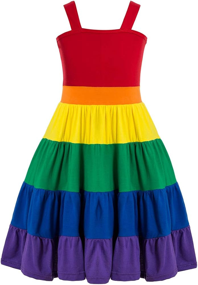 Little Baby Girls Rainbow Candy Tutu Dress for Girls Carnival Birthday Party (Red, 3T) | Amazon (US)